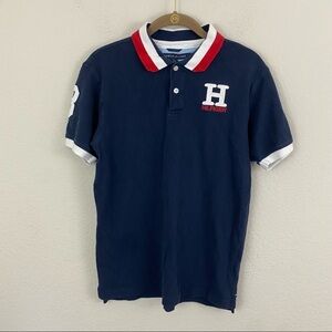 Tommy Hilfiger Boys Red, White & Blue Polo Shirt Collar Button Front XL